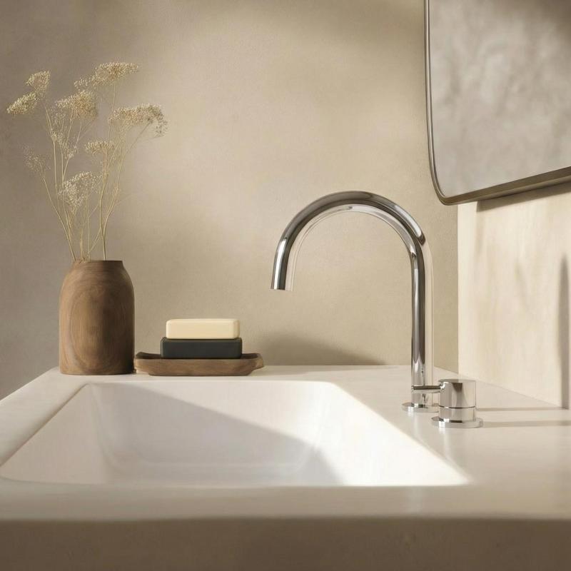 Waterevolution Flow 2-odprtinska umivalniška pipa krom z nizkim U 113mm izlivom T1121U01