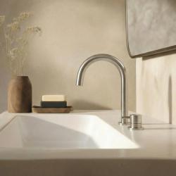 Waterevolution Flow 2-luknjasta umivalniška pipa v celoti iz nerjavečega jekla z nizkim U 200mm izlivom T1121UIE