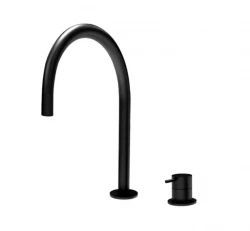 Waterevolution Flow 2-luknjasta črna umivalniška pipa z nizkim U 113 mm izlivom T1121UPR