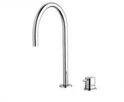 Waterevolution Flow 2-luknjasta umivalniška pipa krom z nizkim U 200mm izlivom T1122U01