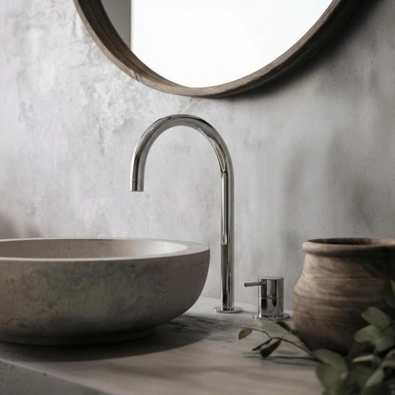 Waterevolution Flow 2-luknjasta umivalniška pipa krom z nizkim U 200mm izlivom T1122U01