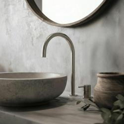 Waterevolution Flow 2-luknjasta umivalna pipa, v celoti iz nerjavečega jekla, z visokim izlivom U 200 mm T1122UIE