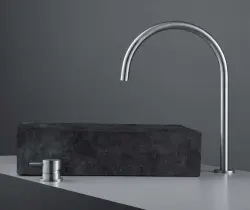 Waterevolution Flow 2-luknjasta umivalniška pipa v celoti iz nerjavečega jekla z visokim U-izlivom 200 mm T1122UIE