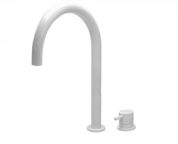 Waterevolution Flow 2-gats wastafelarmatuur wit met hoge U 200mm uitloop T1122UBR