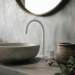 Waterevolution Flow 2-luknjasta umivalna baterija, bela, z visokim U 200 mm izlivom T1122UBR