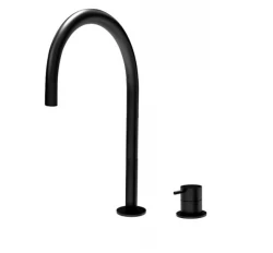Waterevolution Flow 2-gaatjes wastafelkraan zwart met hoge U 200mm uitloop T1122UPR
