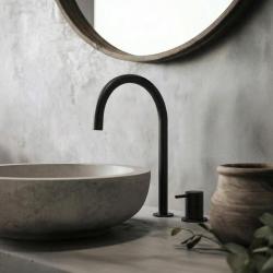 Waterevolution Flow 2-luknjasta umivalna baterija, črna, z visokim U 200 mm izlivom T1122UPR