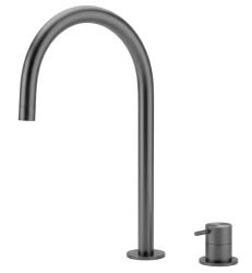 Waterevolution Flow 2-luknjasta umivalna baterija PVD Gun Metal z visokim U 200 mm izlivom T1122UGME