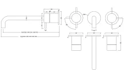 Waterevolution Flow 3-luknjasta vgradna umivalniška pipa mat bela z izlivom 10 cm T1163FBR-10