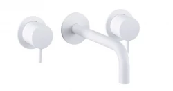 Waterevolution Flow 3-luknjasta vgradna umivalniška pipa mat bela z izlivom 10 cm T1163FBR-10