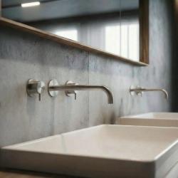 Waterevolution Flow 3-luknjasta vgradna umivalna baterija, v celoti iz nerjavečega jekla, z izlivom 21 cm T1163FIE-21