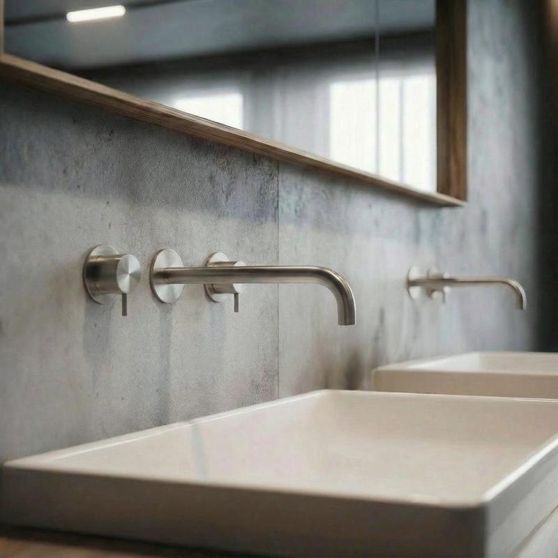 Waterevolution Flow 3-luknjasta vgradna umivalna baterija, v celoti iz nerjavečega jekla, z izlivom 21 cm T1163FIE-21