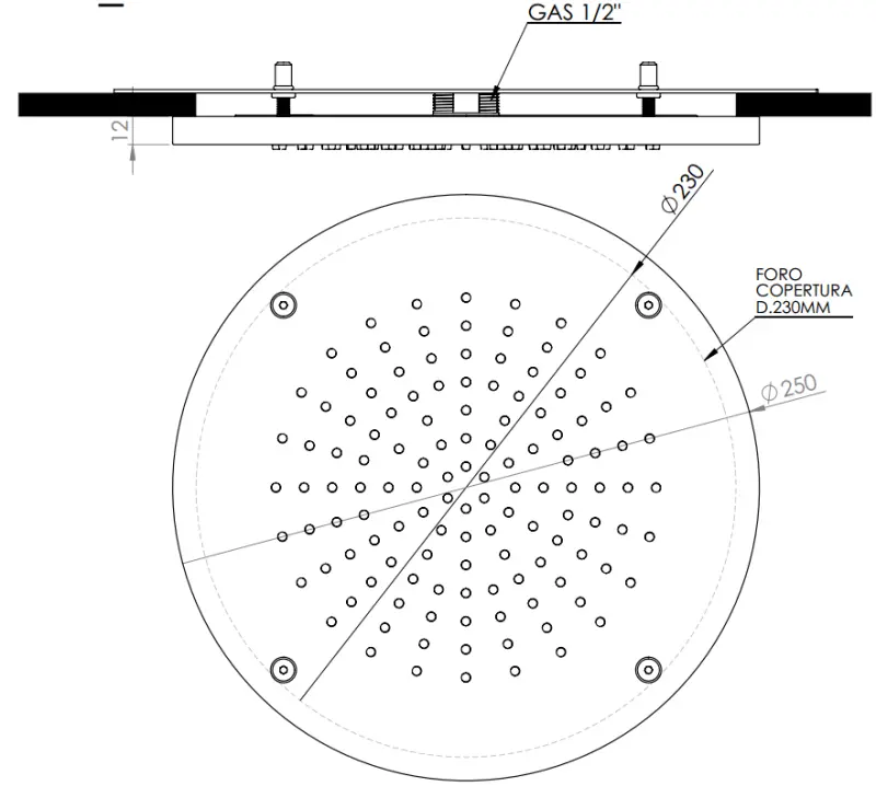 SB Rubinetterie mat bela corian solid surface vgrajena okrogla deževna prha stropna glava 30 cm 1208954156