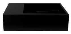 Solid-S Fontana iz trdne površine, mat črna, Š36 x G18 x V10 cm, s pokrovom, model za levo stran brez odprtine za pipo, 1208954157