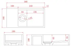Solid-S Fontana iz trdne površine, mat črna, Š36 x G18 x V10 cm, s pokrovom, model za levo stran brez odprtine za pipo, 1208954157