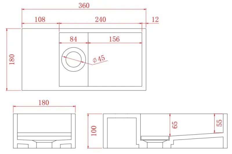 Solid-S Fontana iz trdne površine, mat črna, Š36 x G18 x V10 cm, s pokrovom, model za levo stran brez odprtine za pipo, 1208954157