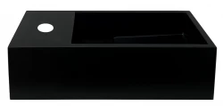 Solid-S Fontana iz kompozitnega materiala, mat črna, Š36 x G18 x V10 cm, s pokrovom, model z odprtino za pipo na levi strani, 1208954158