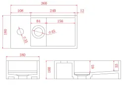 Solid-S Fontana iz kompozitnega materiala, mat črna, Š36 x G18 x V10 cm, s pokrovom, model z odprtino za pipo na levi strani, 1208954158
