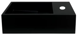 Solid-S Fontana iz trdne površine, mat črna, Š36 x G18 x V10 cm, s pokrovom, desni model z odprtino za pipo 1208954163