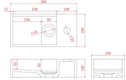 Solid-S Fontana iz trdne površine, mat črna, Š36 x G18 x V10 cm, s pokrovom, desni model z odprtino za pipo 1208954163