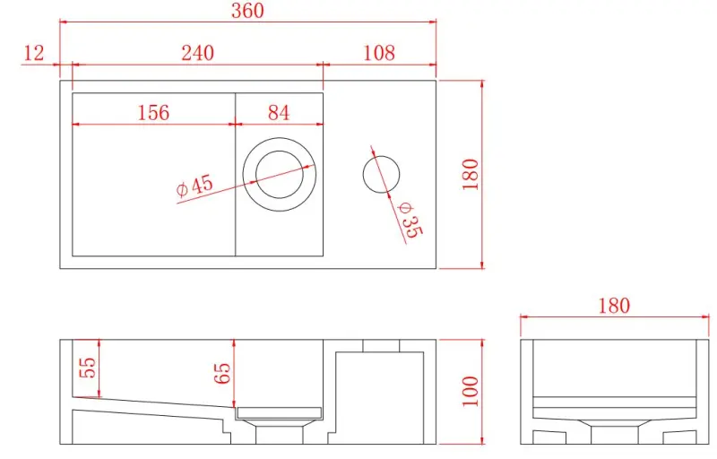 Solid-S Fontana iz trdne površine, mat črna, Š36 x G18 x V10 cm, s pokrovom, desni model z odprtino za pipo 1208954163