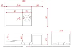 Solid-S Fontana iz kompozitnega materiala, mat črna, Š36 x G18 x V10 cm, s pokrovom, desni model brez odprtine za vodo, 1208954164