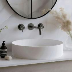 Waterevolution Flow 3-luknjasta vgradna pipa za umivalnik PVD Gun metal z izlivom 15 cm T1163FGME-15