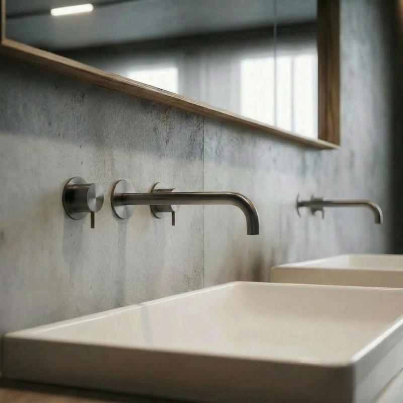 Waterevolution Flow 3-luknjasta vgradna umivalna baterija PVD Gun metal z izlivom 21 cm T1163FGME-21