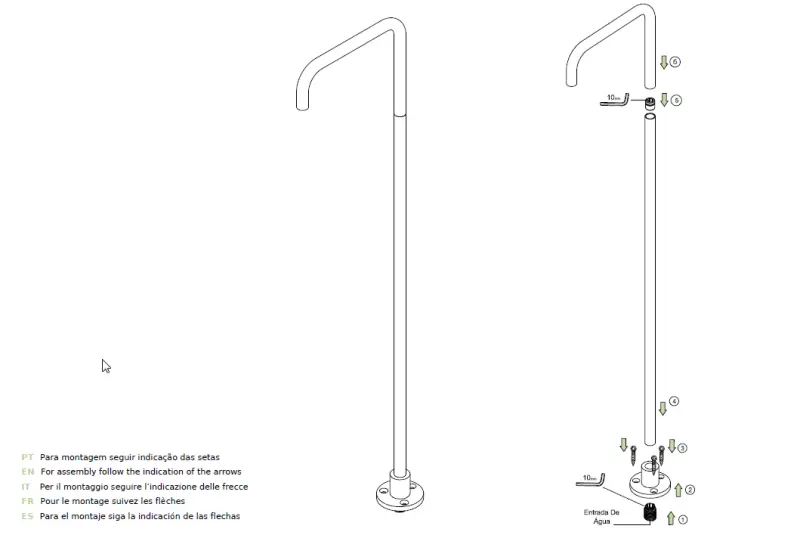 Waterevolution Flow Samostojna umivalna pipa Izlivka Iz celega nerjavečega jekla T1.676.IE