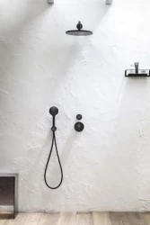 SB okrogel tuš set mat črna vgradnja popoln
