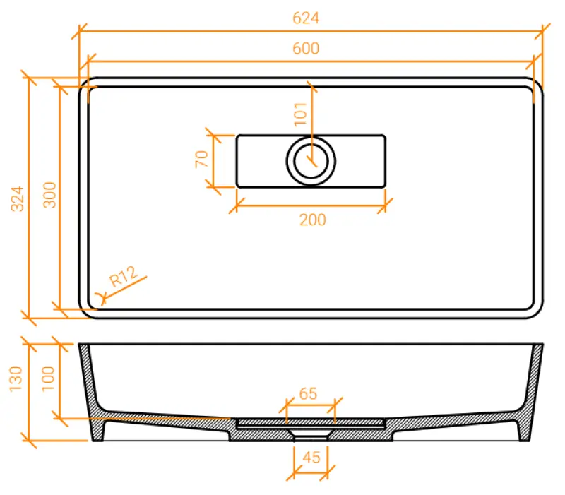 Solid-S City Ugradni umivalnik, mat bel, 62 x 32 cm, s skritim odtokom 1208954250