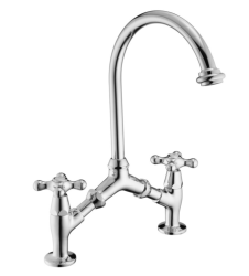 PB classic Nostalgische klassieke keukenkraan Chroom met variabele hartafstand 2 gats 18-25 cm 1208954351