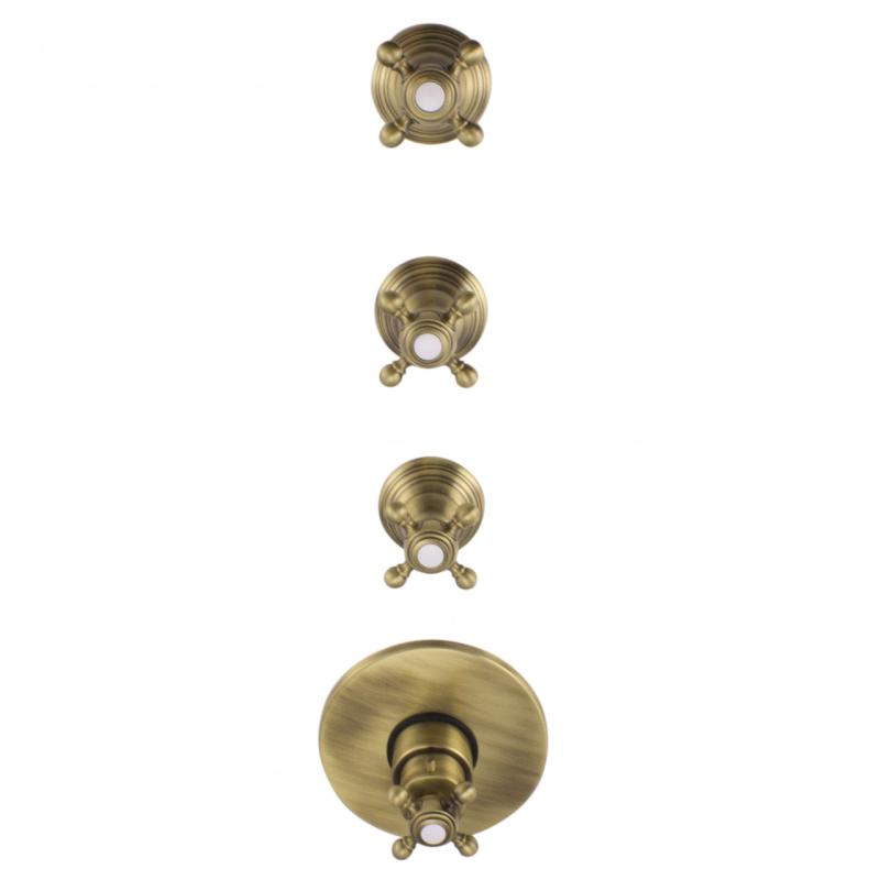 PB Classic nostalgična vgradna termostatska prha s 3 zapornimi ventili bronasta