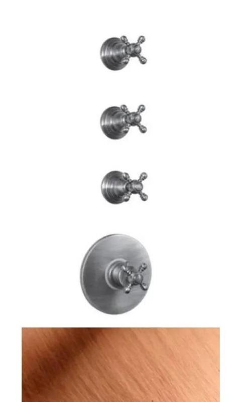 PB Classic nostalgična vgradna pršna termostatska armatura s 3 zapornimi ventili, baker