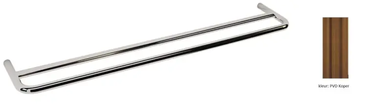 Waterevolution Flow dubbele handdoekhouder 60 cm PVD geborsteld koper A112DCPE