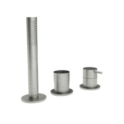 Waterevolution Flow 3-luknjasta kopalniška armatura za montažo na rob kadi, nerjaveče jeklo T138SBIE