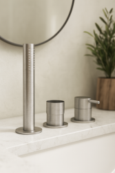 Waterevolution Flow 3-luknjasta kopalniška armatura za montažo na rob kadi, nerjaveče jeklo T138SBIE