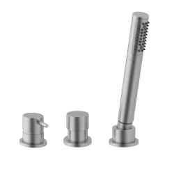 Waterevolution Flow 3-luknjasta kopalniška armatura za montažo na rob kadi, nerjaveče jeklo T138SBIE