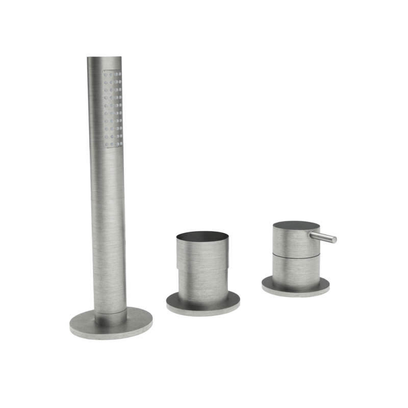 Waterevolution Flow 3-luknjasta kopalniška armatura za montažo na rob kadi, nerjaveče jeklo T138SBIE