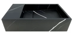 Solide-S Marmeren solide oppervlakte fontein B40xD22xH10cm marmer mat črna levo brez luknje za pipo 1208954632