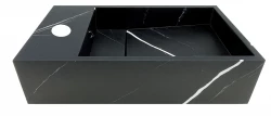 Solid-S Marble solid surface umivalnik B40xD22xH10cm marmor mat črna levo z odprtino za pipo 1208954633