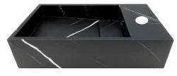 Solid-S Marmor solid surface umivalnik B40xD22xH10cm marmor mat črna desno z luknjo za pipo 1208954634