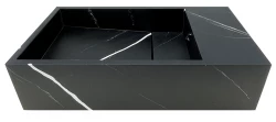 Vast oppervlak Solid-S Marble fontein B40xD22xH10cm mat črn marmor desno brez odprtine voor pipo 1208954635