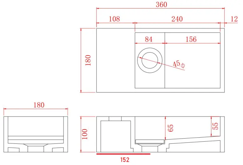 Solid-S Marble trdna površinska fontana B36xD18xV10 cm mat črn marmor levo brez odprtine voor pipo 1208954636