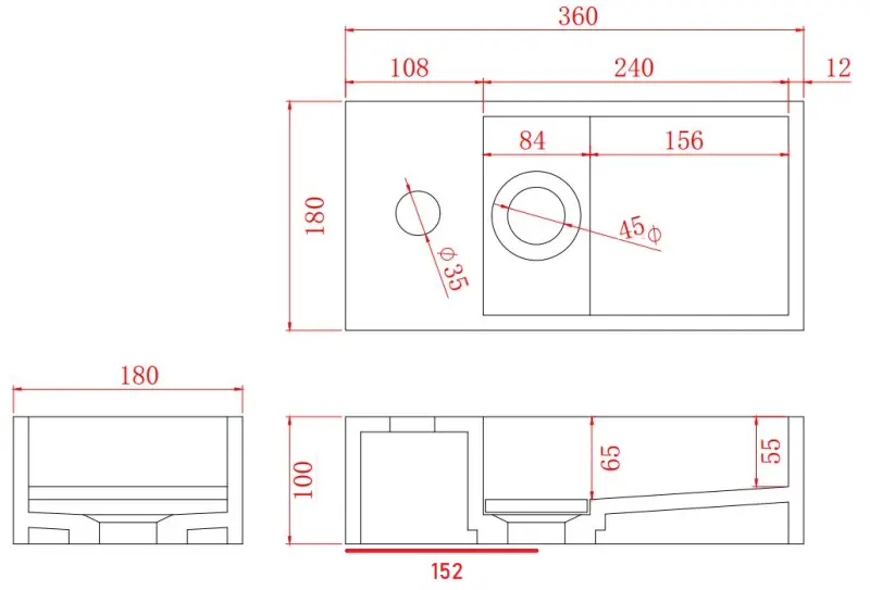 Solid-S Marble trdna površinska fontana B36xD18xH10cm marmor mat črna levo z luknjo za pipo 1208954637