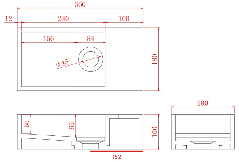 Massivna površinska fontana Solid-S Marble B36xD18xV10cm, mat črn marmor, desna, brez odprtine za pipo 1208954639