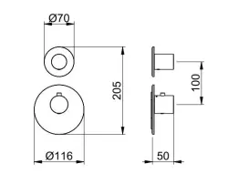 SB AESTHETICS Ronde Inbouw thermostaatkraan met 1 uitgang / stopkraan mat bela 1208954900