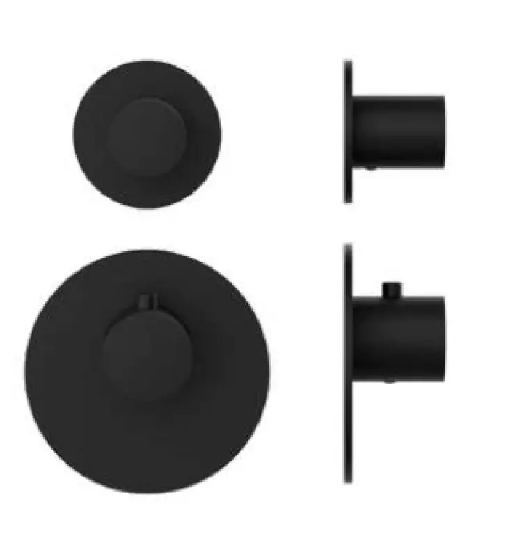 SB AESTHETICS Ronde Inbouw thermostaatkraan met 2 uitgangen / stop-omstelkraan mat črna 1208954916