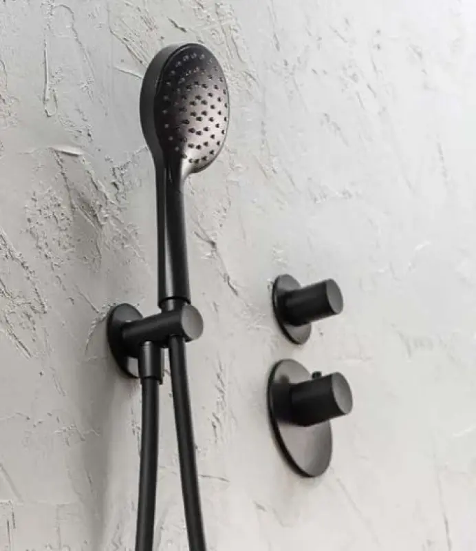 SB AESTHETICS Ronde Inbouw thermostaatkraan met 2 uitgangen / stop-omstelkraan mat črna 1208954916