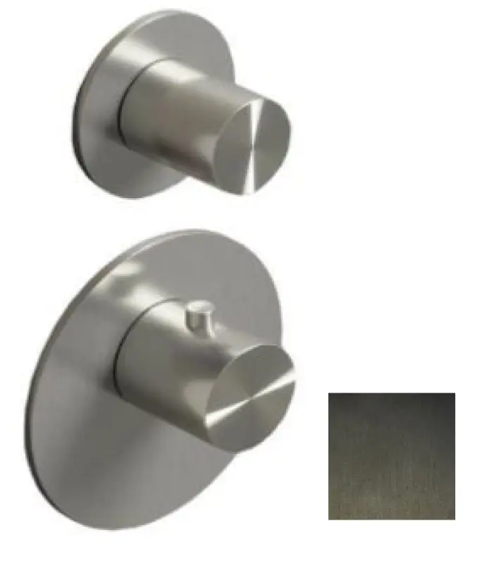 SB 316 AESTHETICS Ronde Inbouwthermostaatkraan met 2 uitgangen / stop-omstelkraan PVD gun metal geborsteld 1208954918